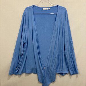 Belle‎ Kim Gravel size 3X Blue Soft Stretch Knit Open Light Jacket Casual Comfy